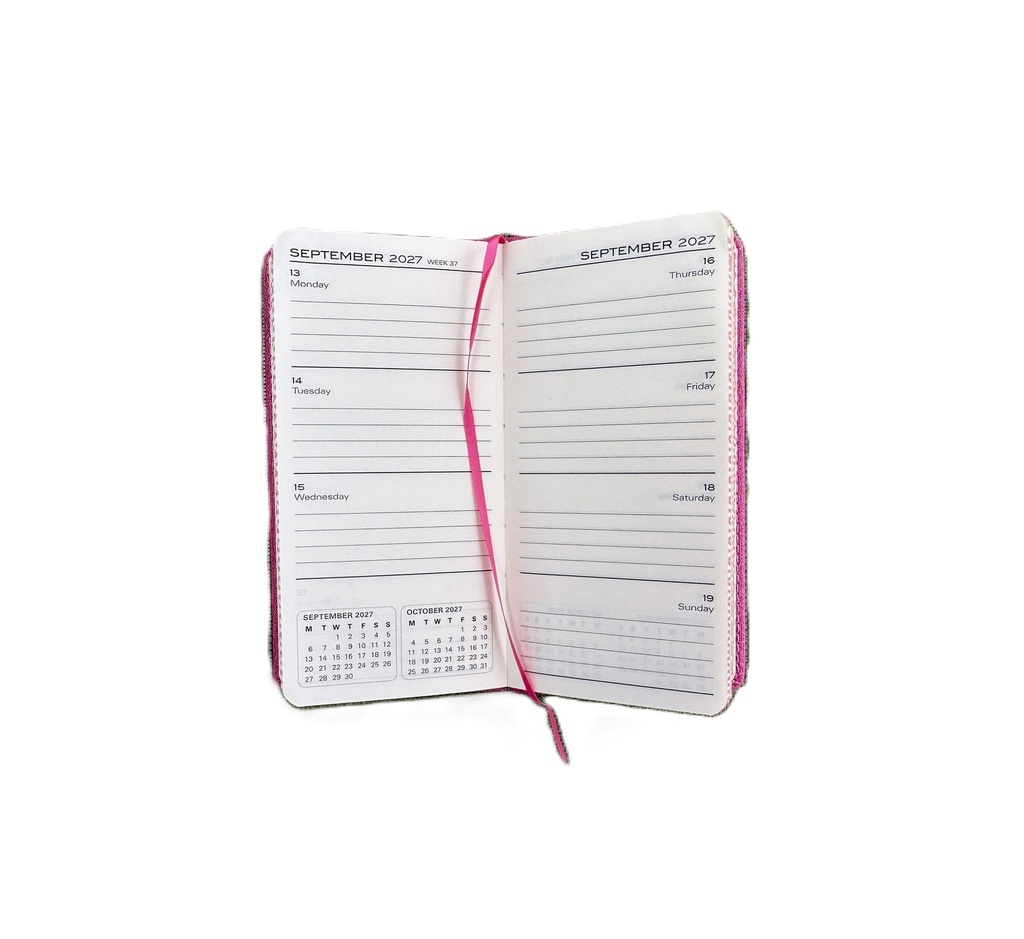 2027 Diary Week-To-View (WTV) Slim with Pen - Pink