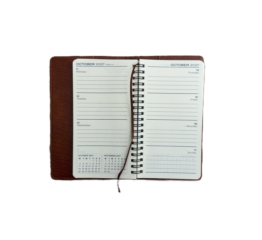 2027 Diary Week-To-View (WTV) Slim Spiral - Croc Tan