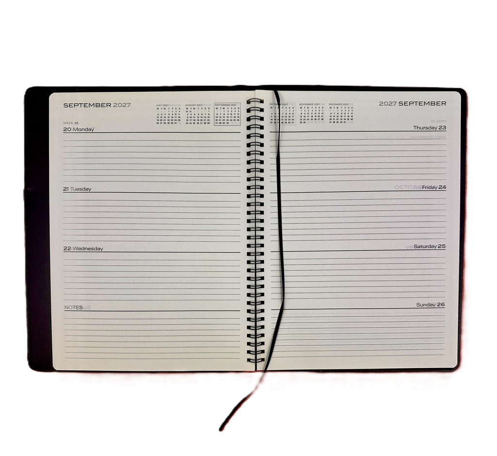 2027 Diary A4 Week-To-View (WTV) Black
