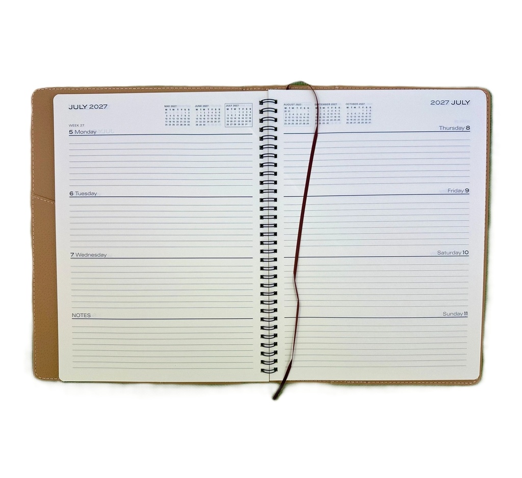 2027 Diary A4 Week-To-View (WTV) Chocolate