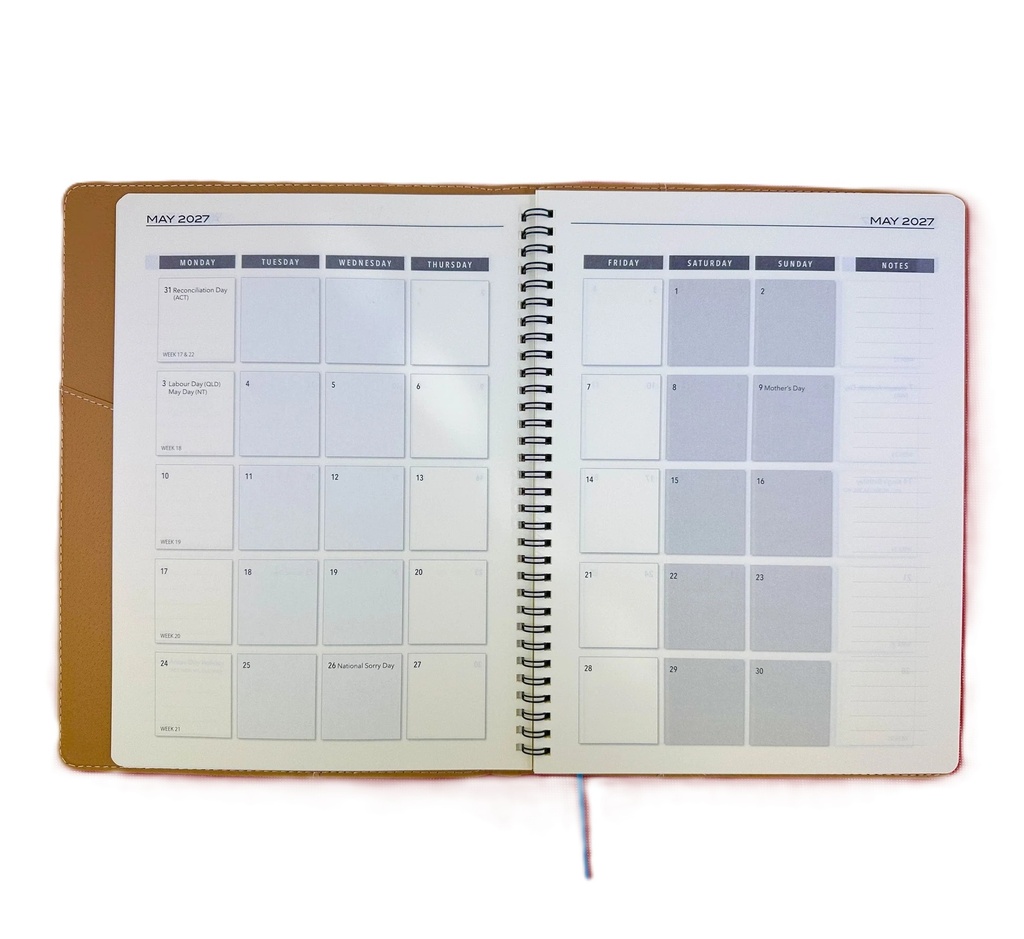 2027 Diary A4 Week-To-View (WTV) Stormy Blue