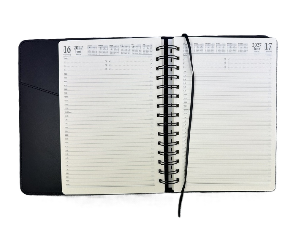 2027 Diary A5 Day-To-A-Page (DTP) Spiral Black