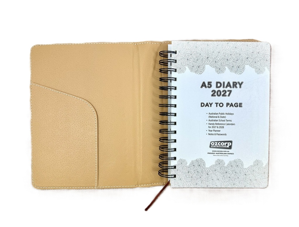 2027 Diary A5 Day-To-A-Page (DTP) Spiral Chocolate