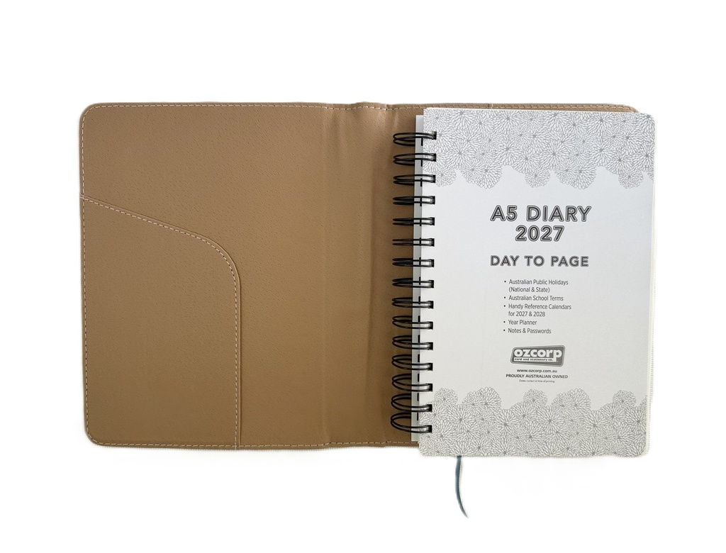 2027 Diary A5 Day-To-A-Page (DTP) Spiral Stormy Blue