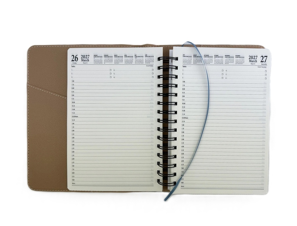 2027 Diary A5 Day-To-A-Page (DTP) Spiral Stormy Blue