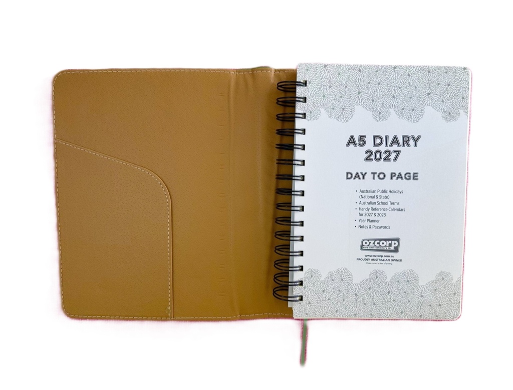2027 Diary A5 Day-To-A-Page (DTP) Spiral Olive