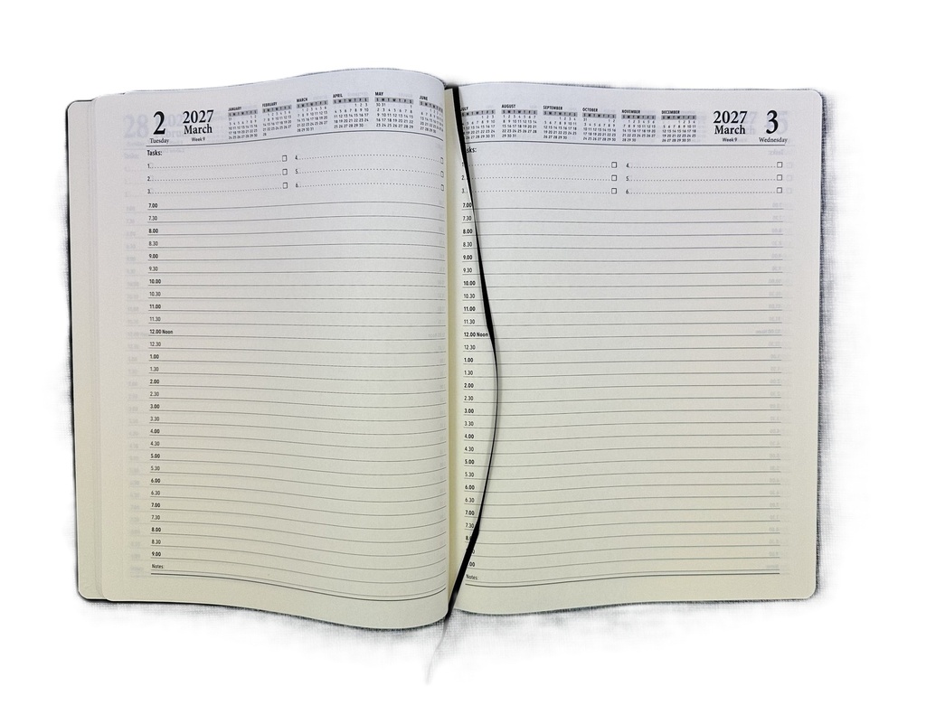 2027 Diary A4 Day-To-A-Page (DTP) Black
