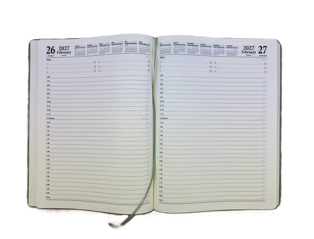 2027 Diary A4 Day-To-A-Page (DTP) Olive Green