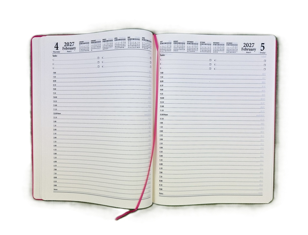 2027 Diary A4 Day-To-A-Page (DTP) Raspberry