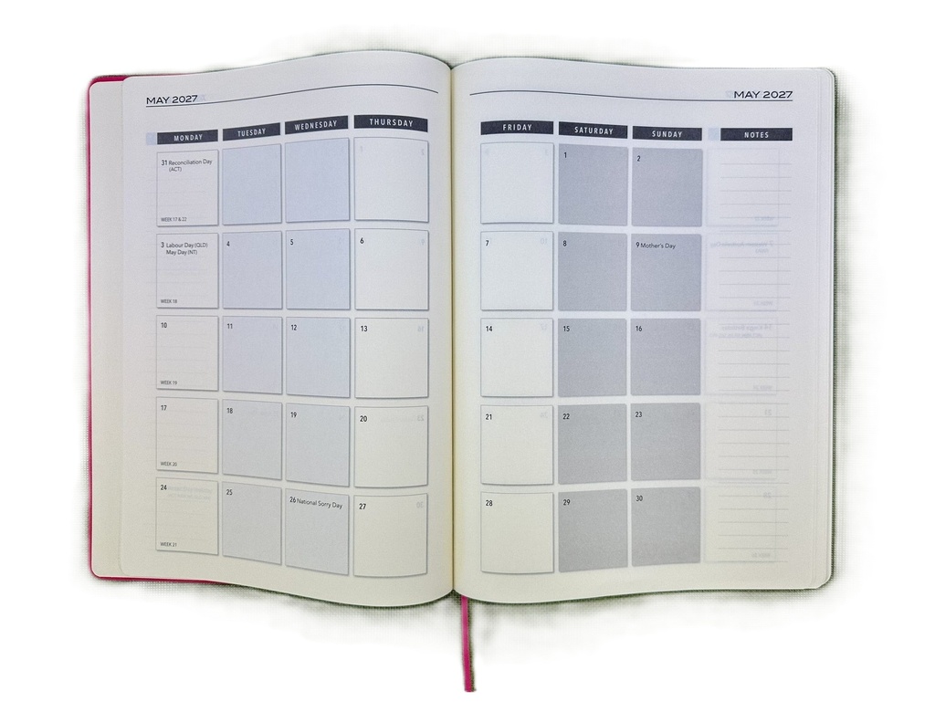 2027 Diary A4 Day-To-A-Page (DTP) Raspberry