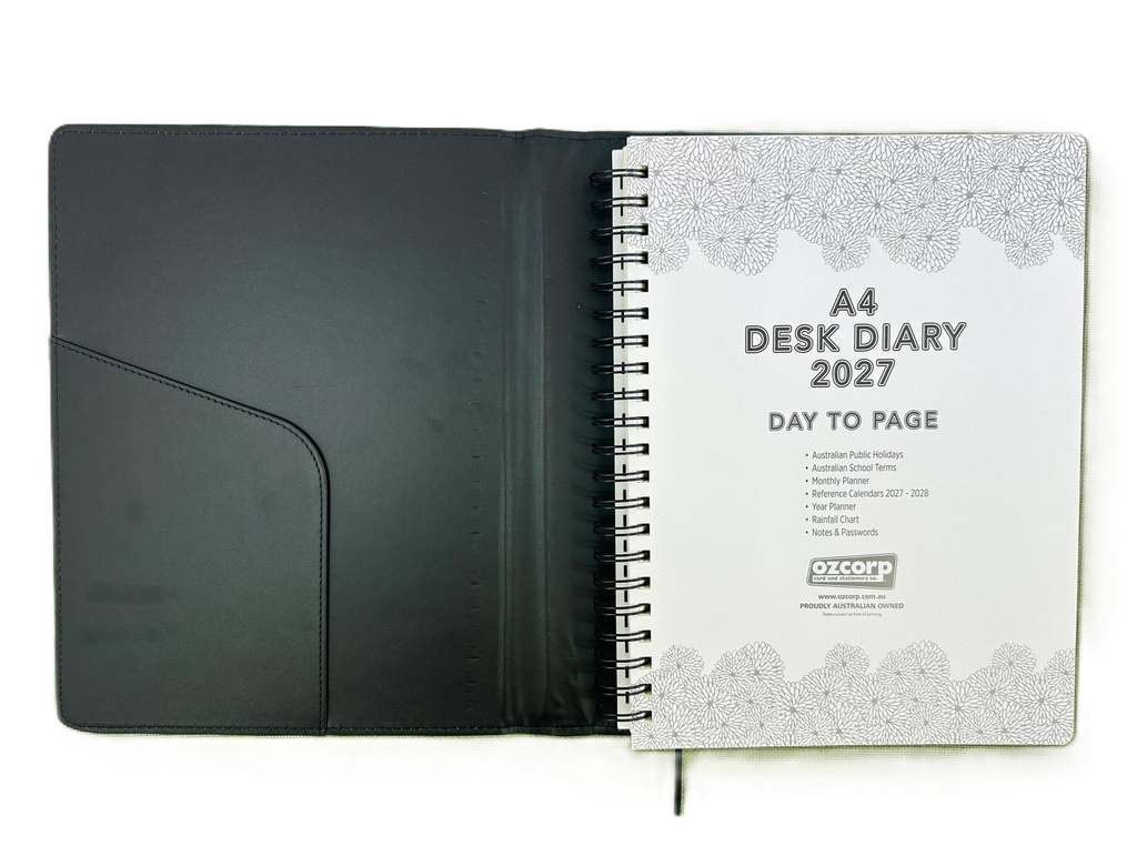 2027 Diary A4 Day-To-A-Page (DTP) Spiral Black