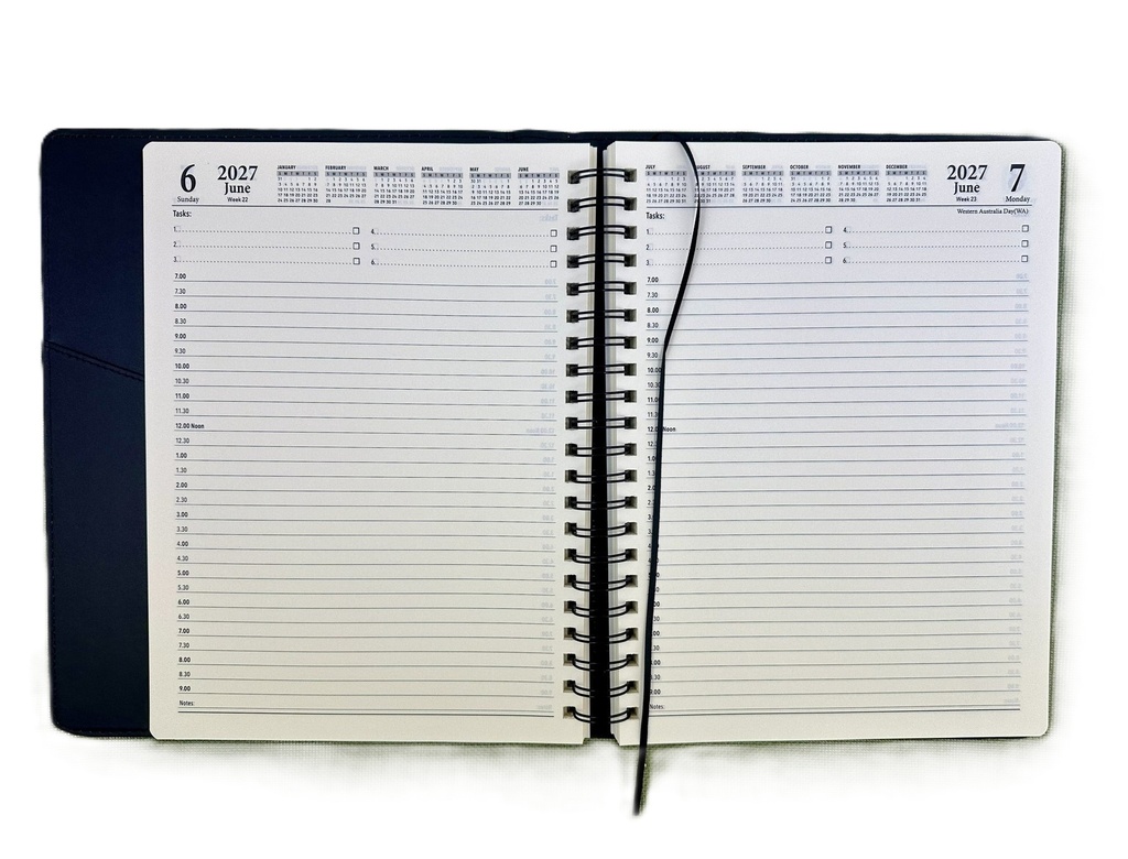 2027 Diary A4 Day-To-A-Page (DTP) Spiral Black