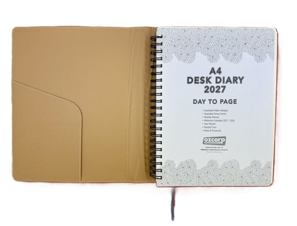 2027 Diary A4 Day-To-A-Page (DTP) Spiral Stormy Blue