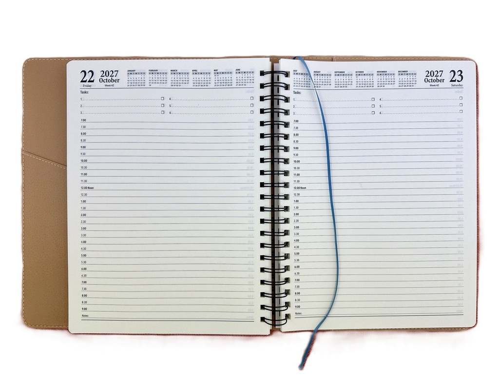 2027 Diary A4 Day-To-A-Page (DTP) Spiral Stormy Blue