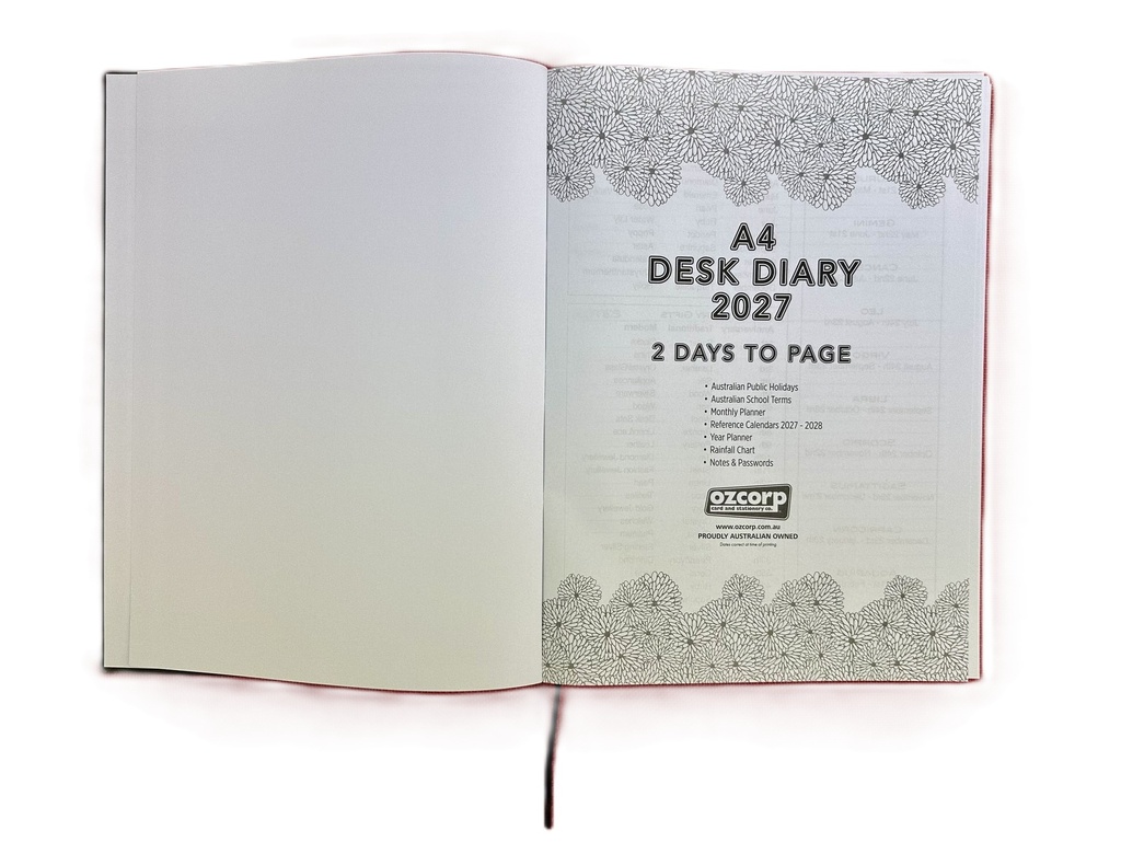 2027 Diary A4 2-Days-To-A-Page (2DTP) Black 