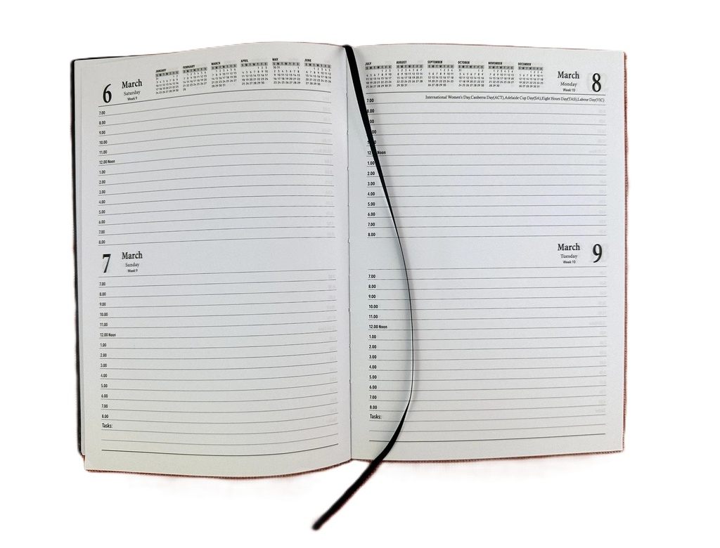 2027 Diary A5 2-Days-To-A-Page (2DTP) Black