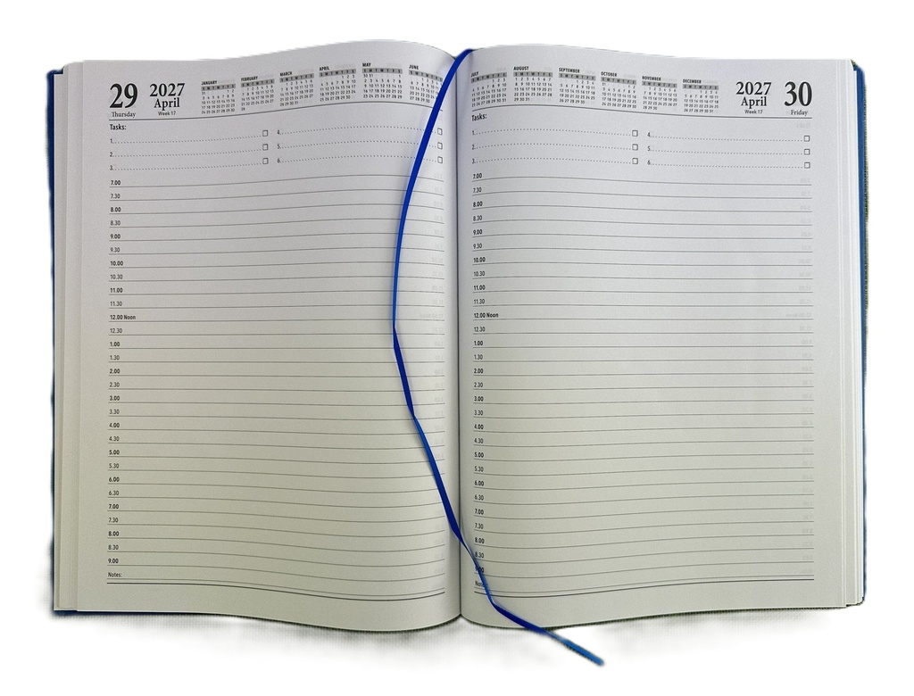 2027 Diary A4 Business Day-To-A-Page (DTP) Blue