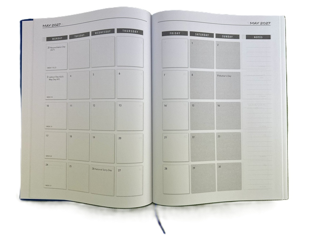 2027 Diary A4 Business Day-To-A-Page (DTP) Blue