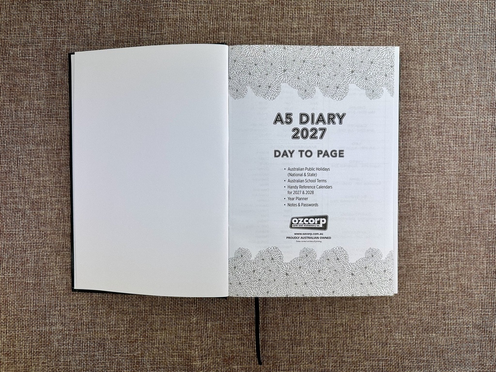 2027 Diary A5 Business Day-To-A-Page (DTP) Black