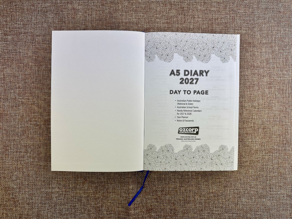 2027 Diary A5 Business Day-To-A-Page (DTP) Blue