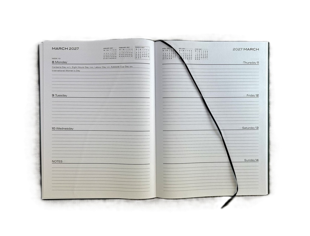 2027 Diary A4 Business Week-To-View (WTV) Black 