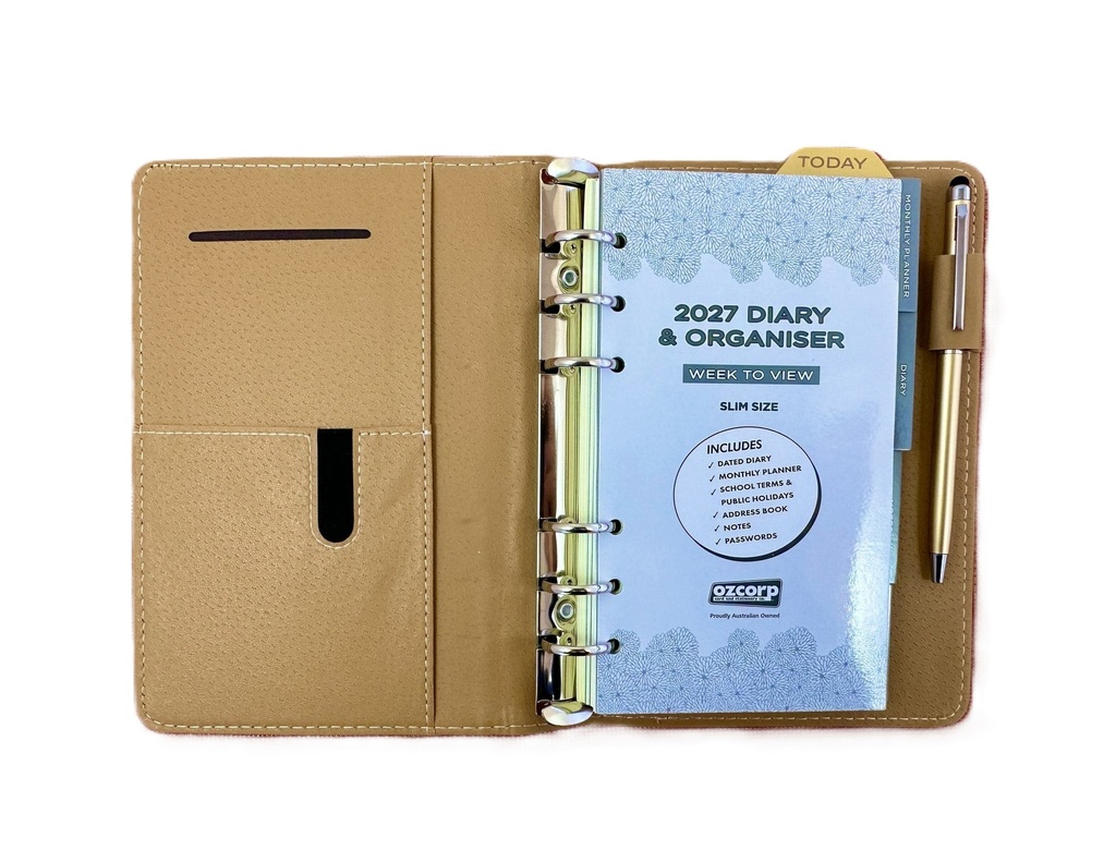2027 Diary B6 Week-To-View (WTV) Slim Spiral Organiser with Pen - Ocean Blue 