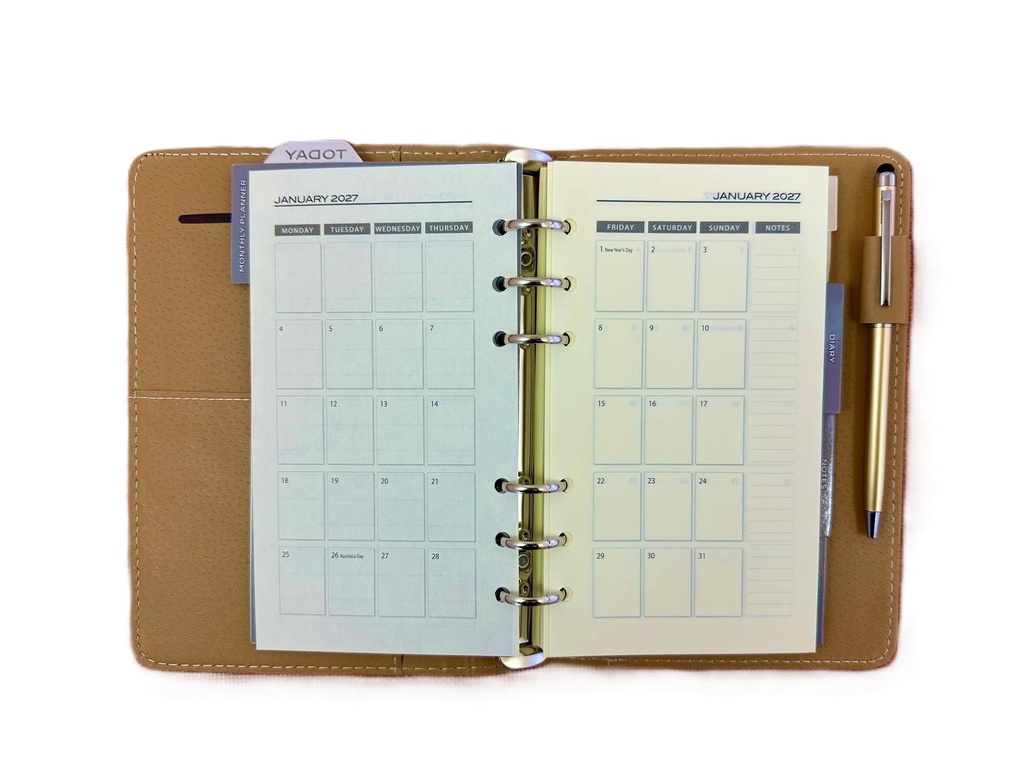 2027 Diary B6 Week-To-View (WTV) Slim Spiral Organiser with Pen - Ocean Blue 