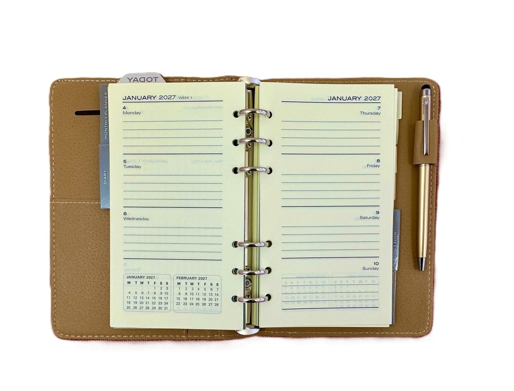 2027 Diary B6 Week-To-View (WTV) Slim Spiral Organiser with Pen - Ocean Blue 