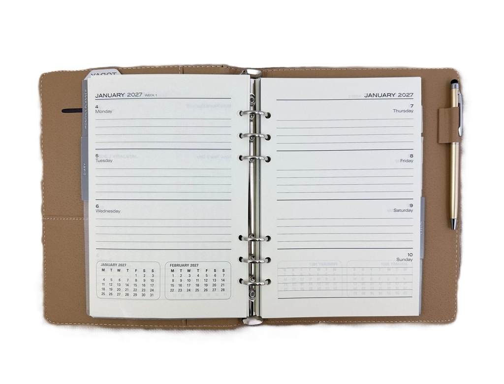 2027 Diary A5 Week-To-View (WTV) Spiral Organiser with Pen - Black 