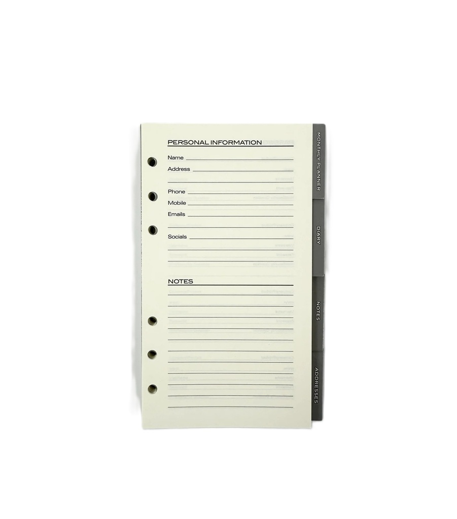 2027 Diary and Organizer Slim Size Week-To-View (WTV) Refill 