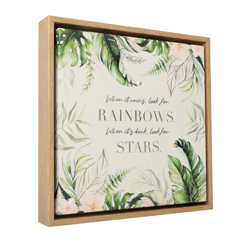 Elegant Greenery Rainbows Framed Canvas 34x34 - Splosh