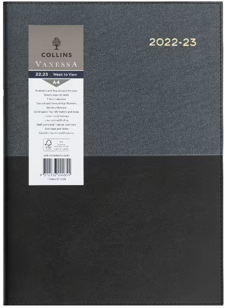 Collins-Vanessa-A4-WTV-Black-Financial-Year-Diary-2022/23