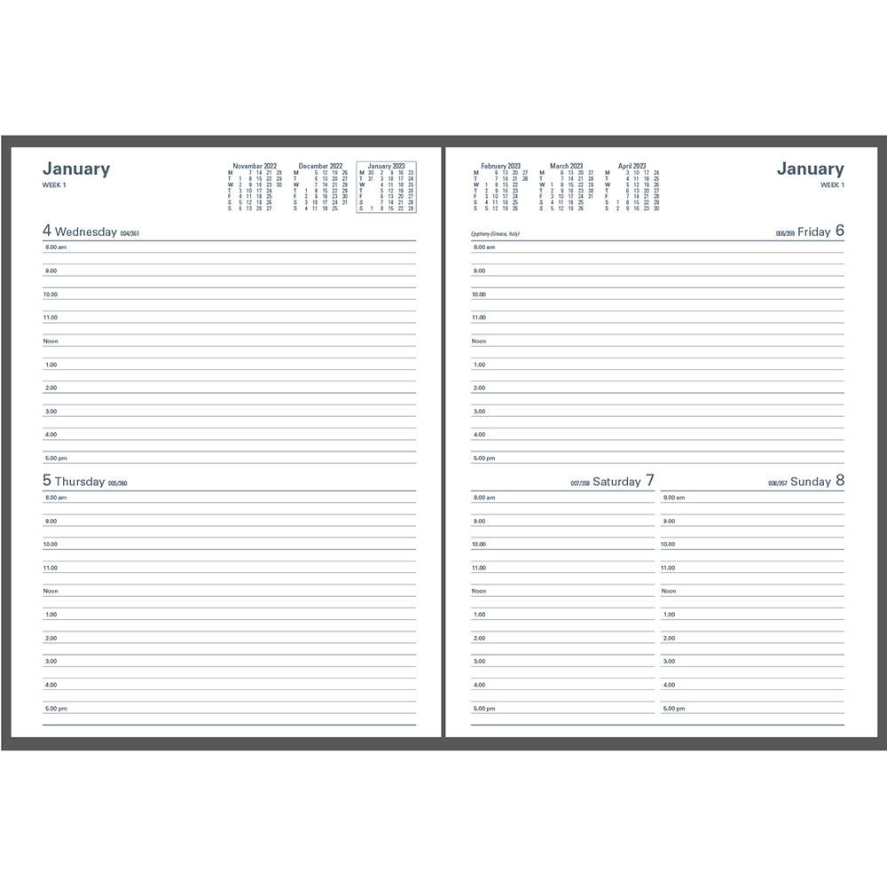 Collins-A4-2-DTP-Black-Financial-Year-Diary-2022/23