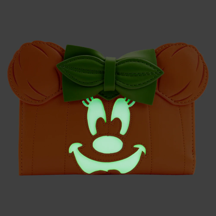 Disney - Minnie Pumpkin Glow In The Dark Face Flap Purse - Loungefly