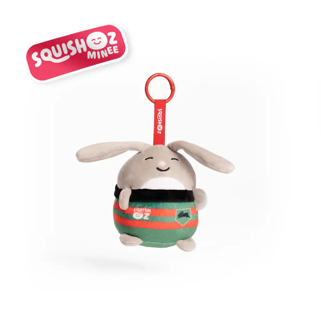 NRL South Sydney Rabbitohs SquishOz Mascot - Reggo the Rabbit Minee Clip