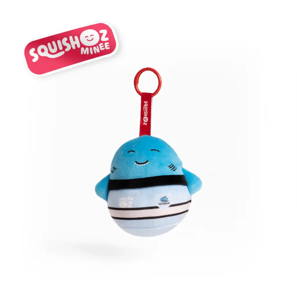 NRL Cronulla-Sutherland Sharks SquishOz Mascot - Reefo the Shark Minee Clip