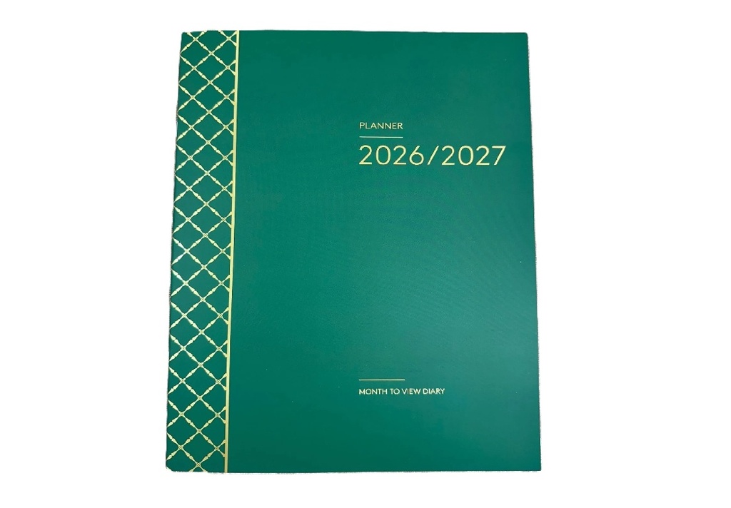 2026-2027 Financial Year Diary - A4 Month-To-View (MTV) Green
