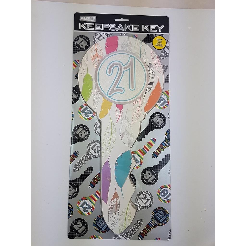 21ST Birthday Key - Feather