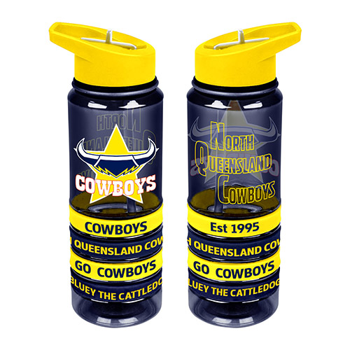 NRL North Queensland Cowboys Tritan Bottle With Bands