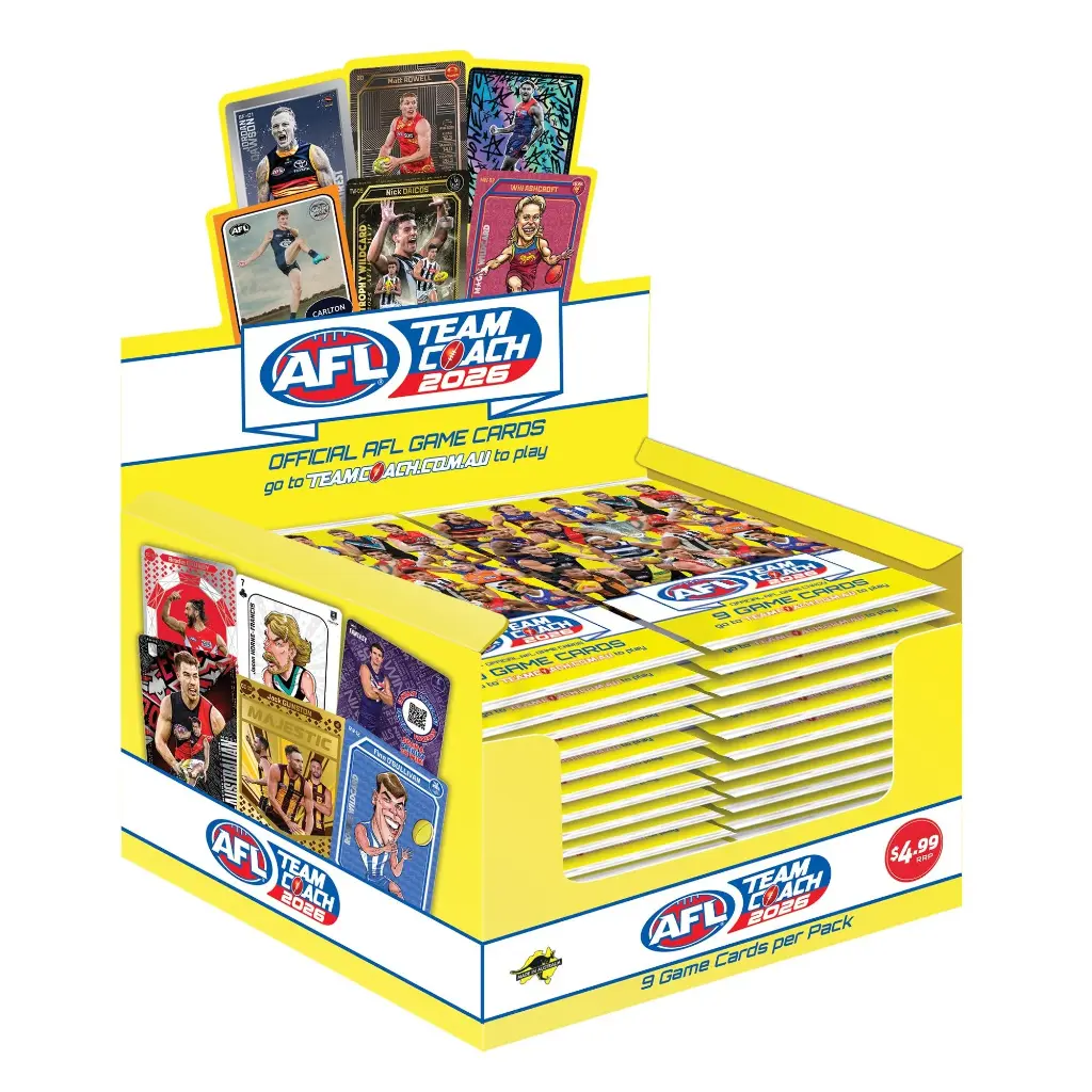 2026 AFL TeamCoach Footy Cards Sealed Display Box (36 Booster Packs)