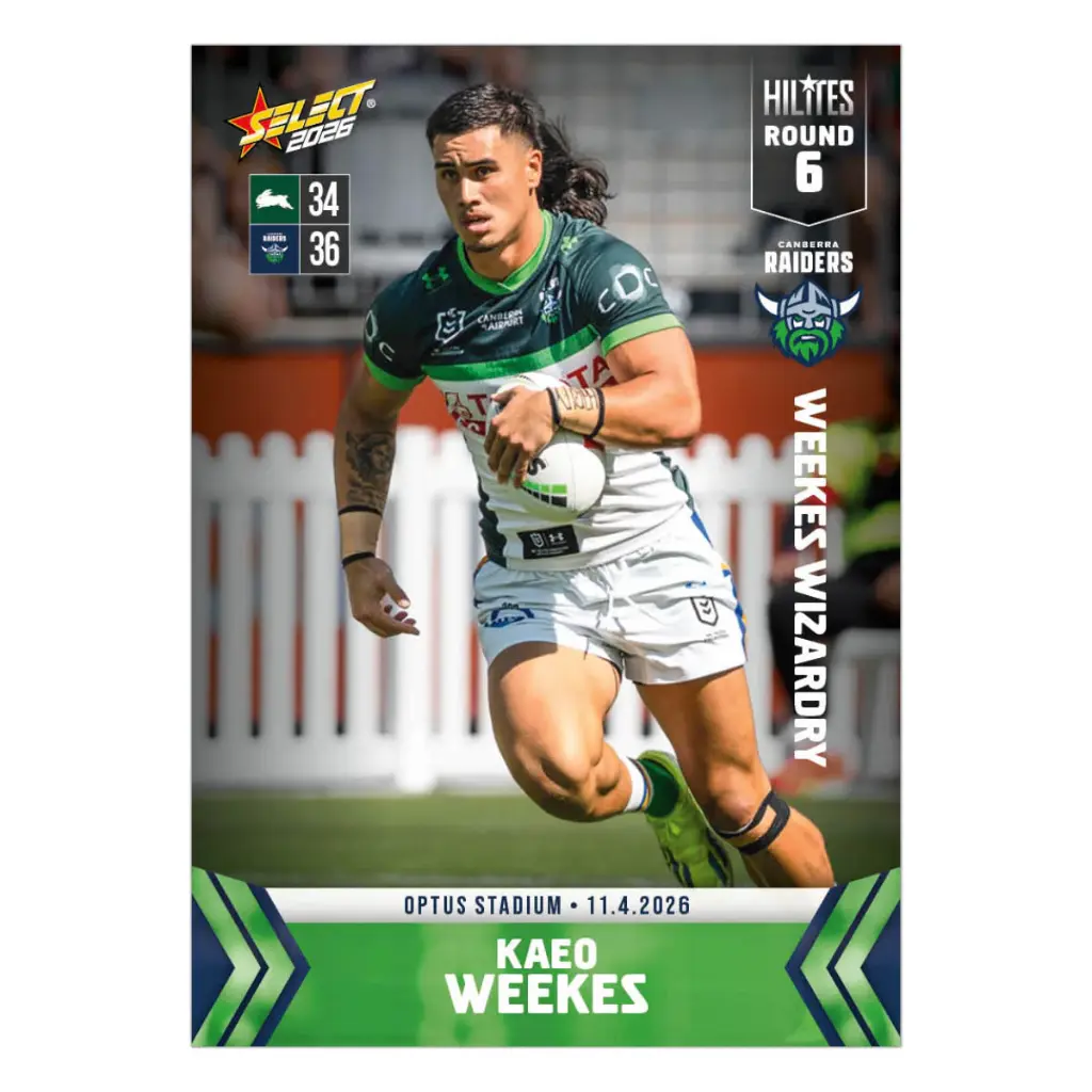 Select Australia 2026 NRL Hilites Round 6 Card Kaeo Weekes Canberra Raiders