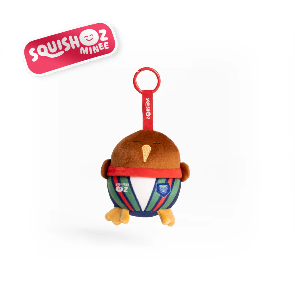 NRL New Zealand Warriors SquishOz Mascot - Kiwio the Kiwi Minee Clip
