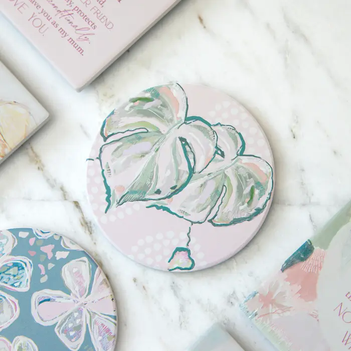 Love, Vera Monstera Ceramic Coaster