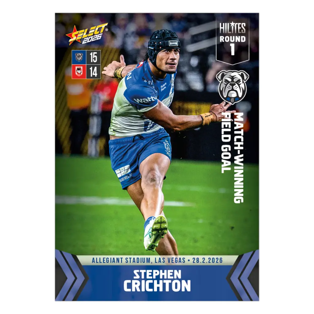 Select Australia 2026 NRL Hilites Round 1 Card Stephen Crichton Canterbury-Bankstown Bulldogs