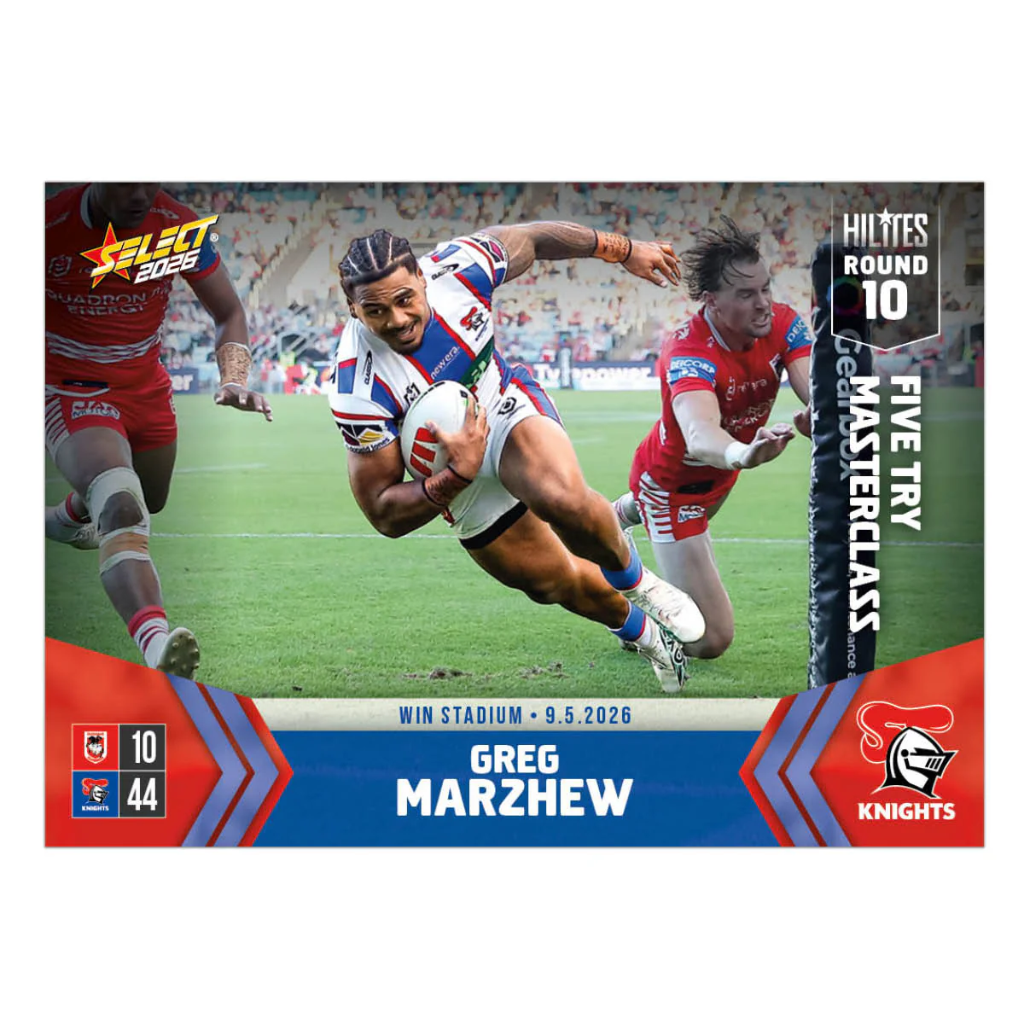 Select Australia 2026 NRL Hilites Round 10 Card Greg Marzhew Newcastle Knights