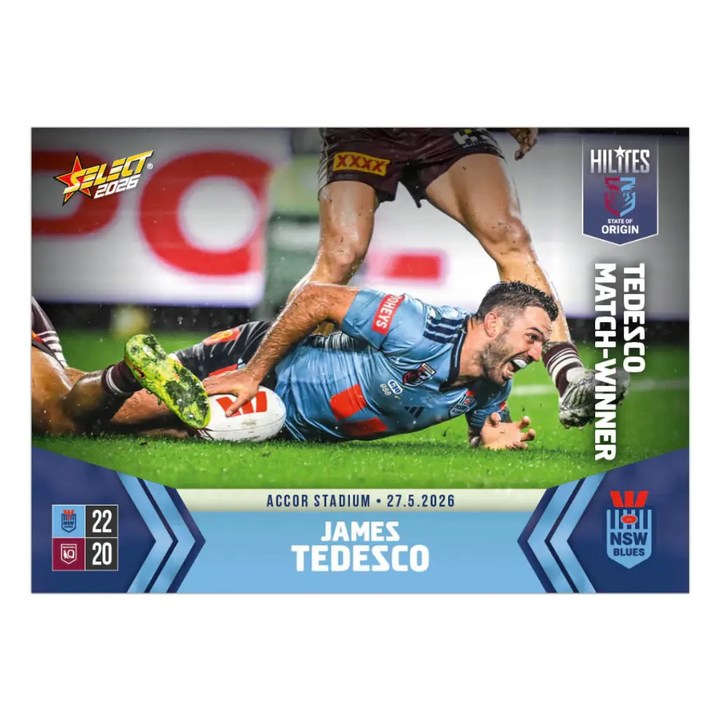 Select Australia 2026 NRL Hilites State of Origin Game 1 Card James Tedesco NSW Blues