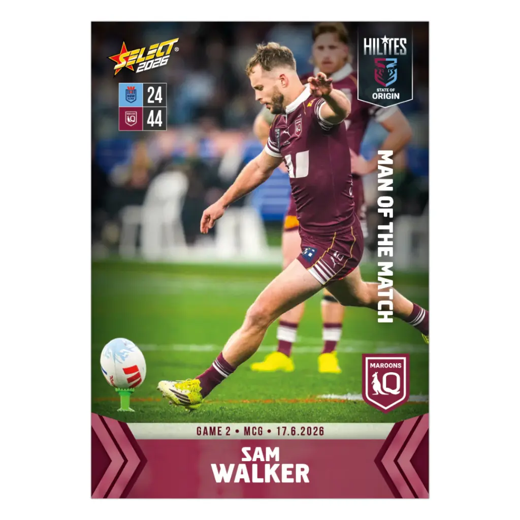 Select Australia 2026 NRL Hilites State of Origin Game 2 Card Sam Walker QLD Maroons