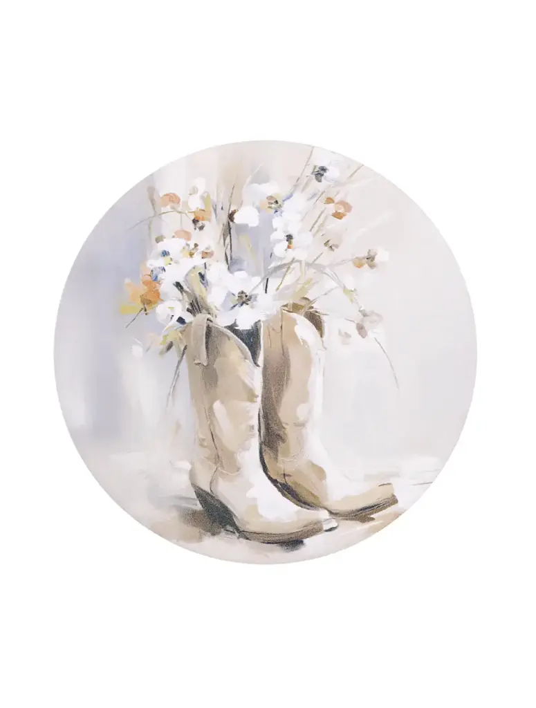 Saddle & Bloom Ceramic Coaster - Floral Boots