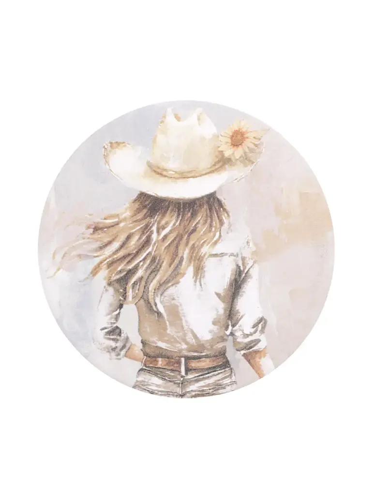 Saddle & Bloom Ceramic Coaster - Cowgirl Floral