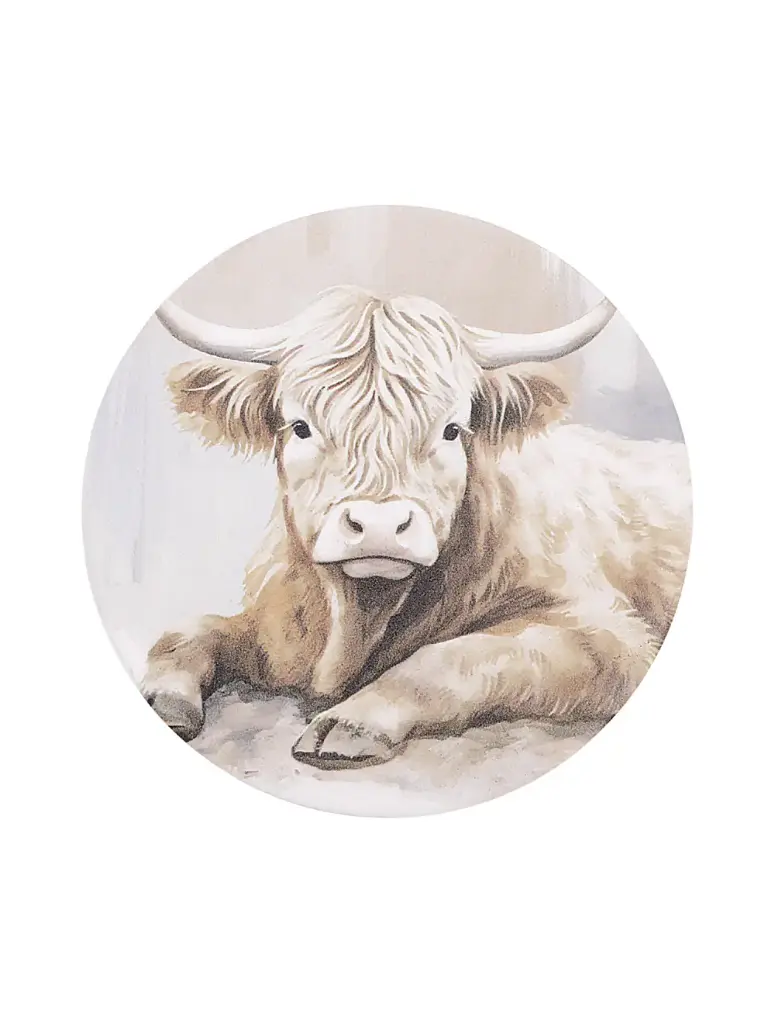 Saddle & Bloom Ceramic Coaster - Highland Calf